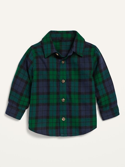 View large product image 1 of 1. Unisex Long-Sleeve Button-Front Plaid Shirt for Baby