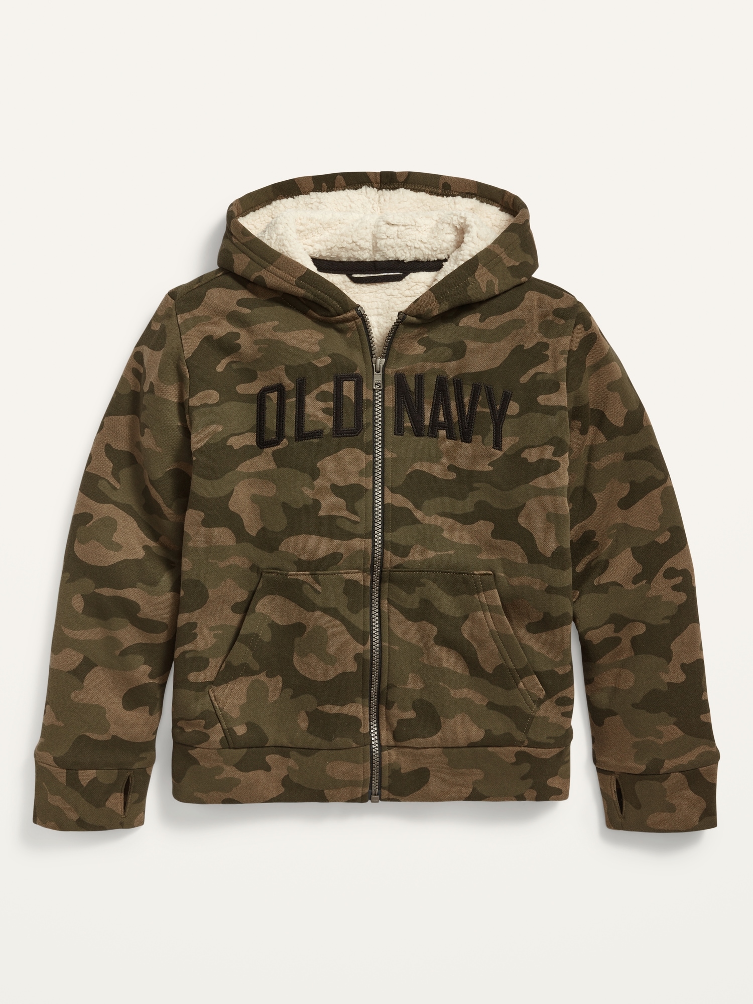 Logo-Graphic Sherpa-Lined Zip Hoodie for Boys
