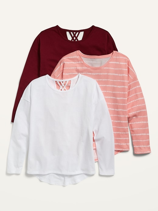 View large product image 1 of 2. Softest Long-Sleeve Crew-Neck Tee 3-Pack for Girls