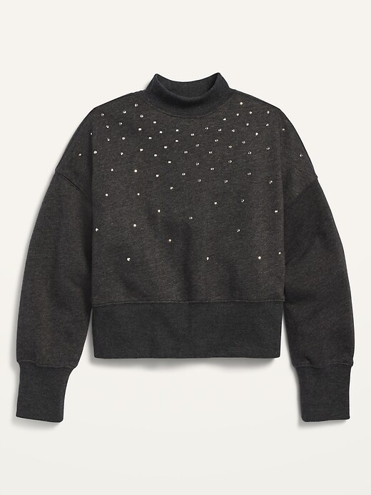 View large product image 1 of 1. Mock-Neck Studded Cropped Sweatshirt for Girls