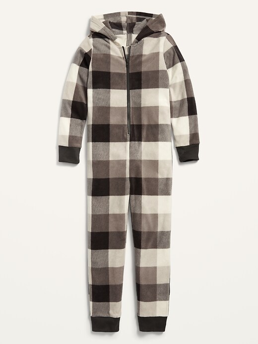 View large product image 1 of 1. Gender-Neutral Micro Fleece Hooded Pajama One-Piece For Kids