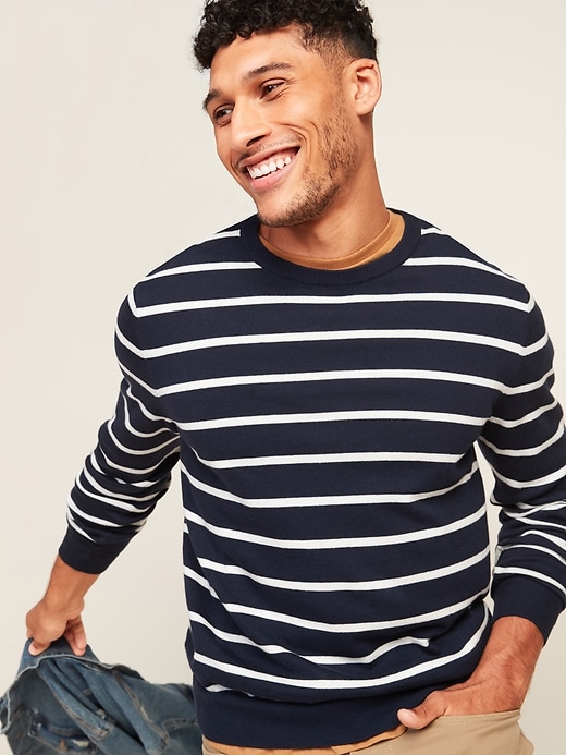 View large product image 1 of 3. Striped Soft-Washed Crew-Neck Sweater