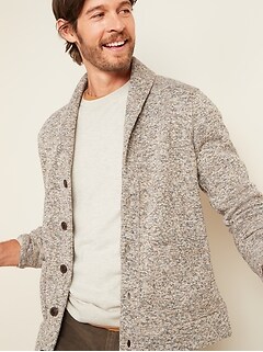 Sweater-Fleece Shawl-Collar Cardigan 