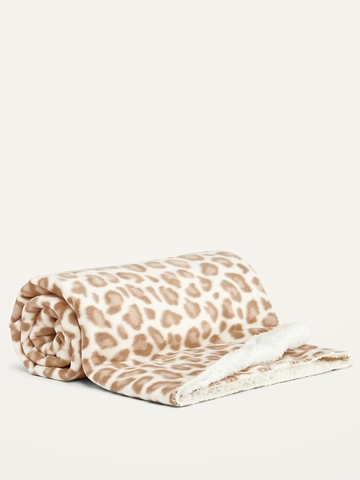 View large product image 1 of 1. Patterned Micro Performance Fleece Sherpa-Lined Blanket