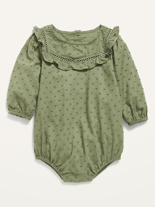 View large product image 1 of 2. Long-Sleeve Swiss Dot Romper for Baby