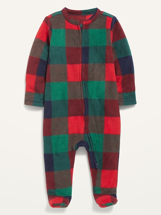 View large product image 1 of 1. Unisex Micro Fleece Footed One-Piece for Baby