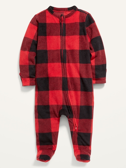 View large product image 1 of 2. Unisex Micro Fleece Footed One-Piece for Baby