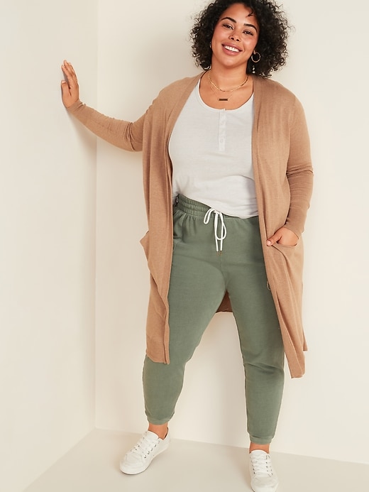 View large product image 1 of 3. Super-Long Open-Front Plus-Size Sweater