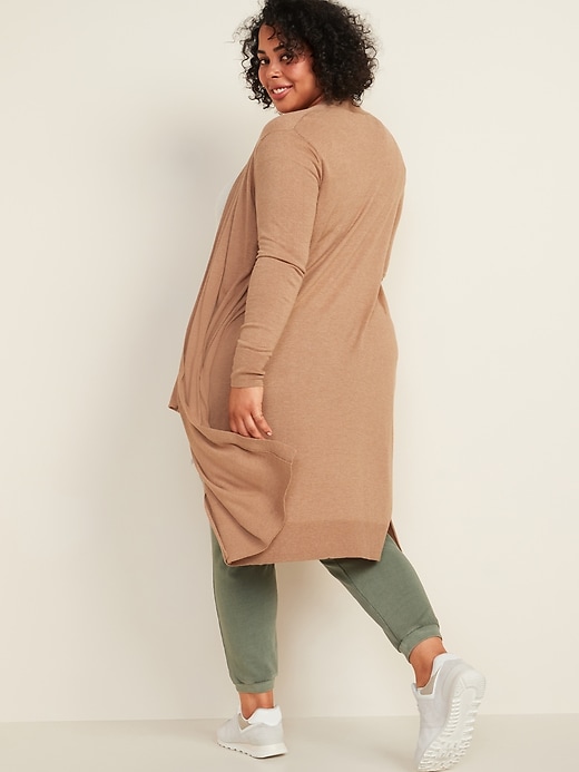 View large product image 2 of 3. Super-Long Open-Front Plus-Size Sweater