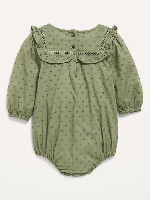 View large product image 2 of 2. Long-Sleeve Swiss Dot Romper for Baby
