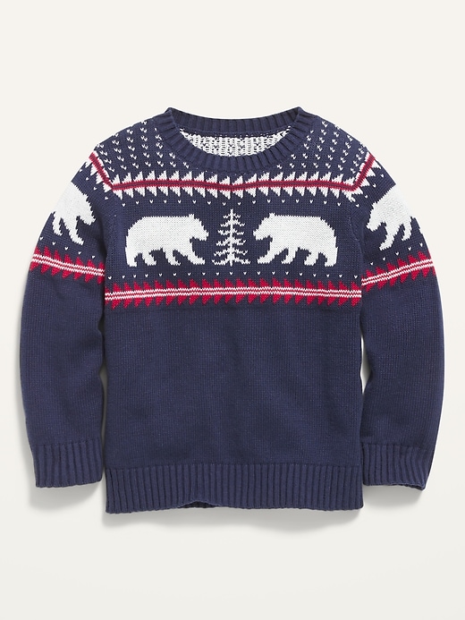 View large product image 1 of 2. Fair Isle Crew-Neck Sweater for Toddler Boys