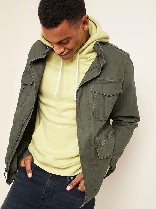 View large product image 1 of 3. Built-In Flex Stowaway-Hood Military Jacket