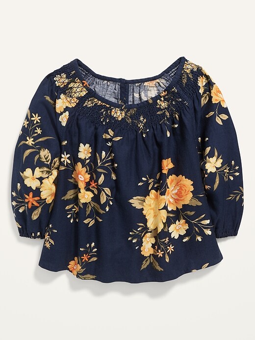View large product image 1 of 1. Floral Smocked Top for Toddler Girls