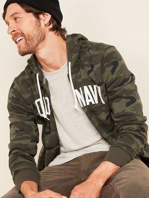 View large product image 1 of 2. Logo-Graphic Camo Zip Hoodie