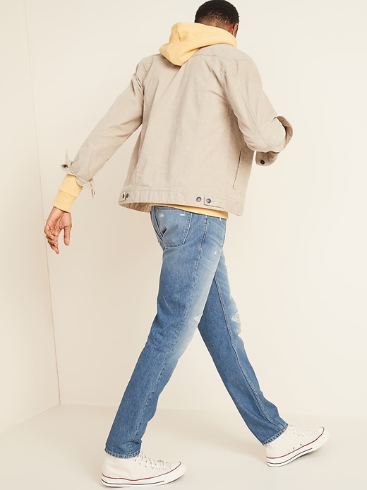 Image number 2 showing, Slim Medium-Wash Rigid Non-Stretch Distressed Jeans