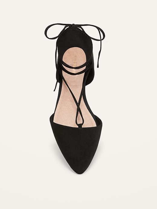 Image number 2 showing, Faux-Suede Lace-Up D'Orsay Flats