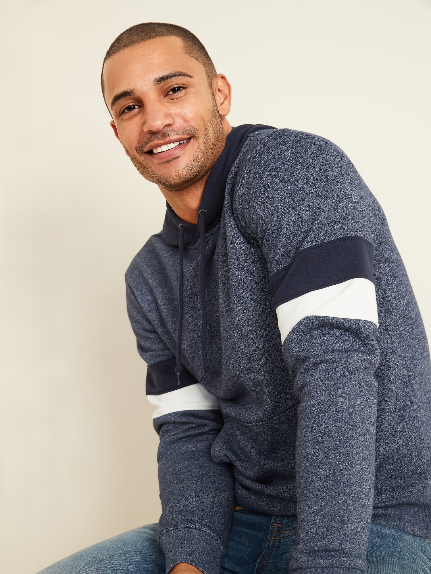Color-Block Sleeve-Stripe Pullover Hoodie for Men | Old Navy