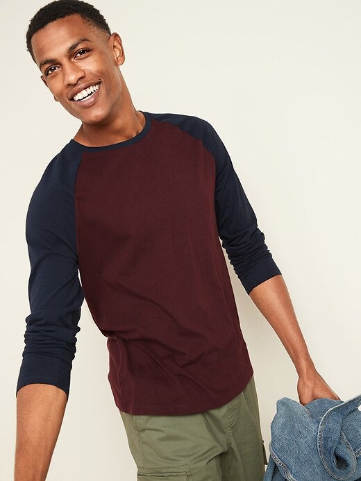 View large product image 1 of 3. Soft-Washed Color-Blocked Raglan-Sleeve Tee