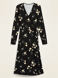 View large product image 3 of 3. Fit & Flare Floral-Print Midi Wrap Dress for Women