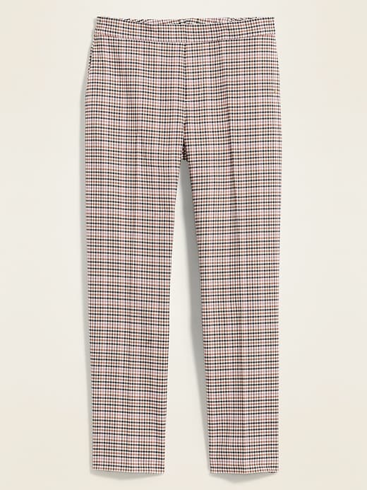 View large product image 2 of 2. Mid-Rise Straight Plaid Pull-On Ankle Pants