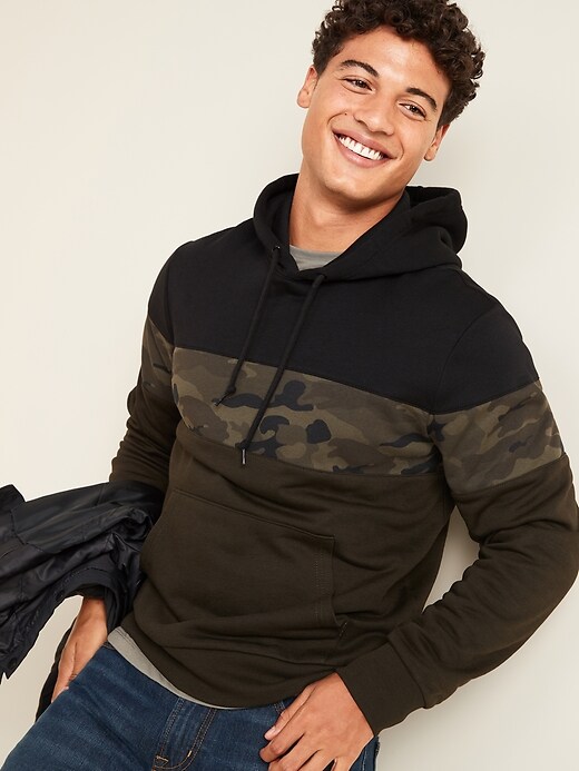 View large product image 1 of 3. Camo Color-Block Pullover Hoodie