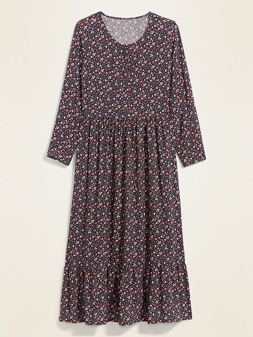 View large product image 2 of 2. Waist-Defined Floral-Print Button-Front Plus-Size Maxi Dress
