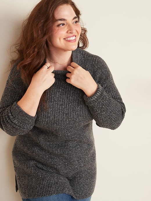 View large product image 1 of 2. Cozy Textured Plus-Size Tunic Sweater