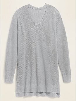 Textured V-Neck Plus-Size Tunic Sweater Old Navy
