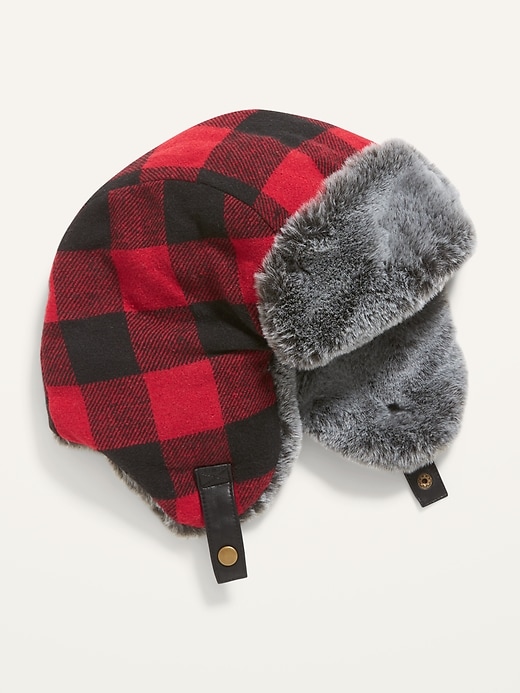 View large product image 1 of 1. Faux-Fur-Lined Flannel Trapper Hat For Boys