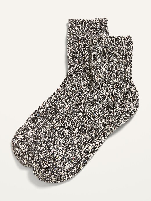 View large product image 1 of 1. Marled Rib-Knit Quarter Crew Socks for Women