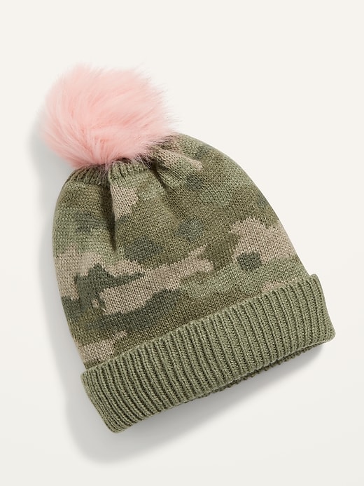 View large product image 1 of 1. Cozy Bouclé Pom-Pom Beanie for Girls