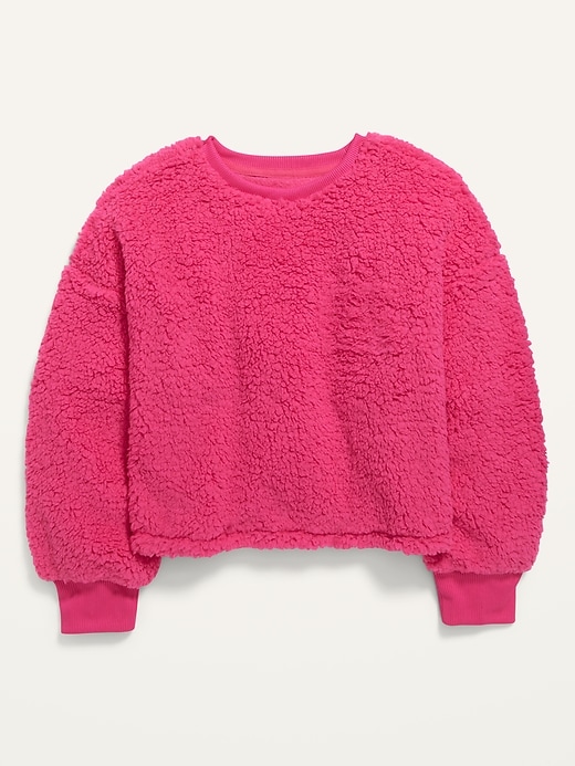 Slouchy Sherpa Cropped Pullover for Girls | Old Navy