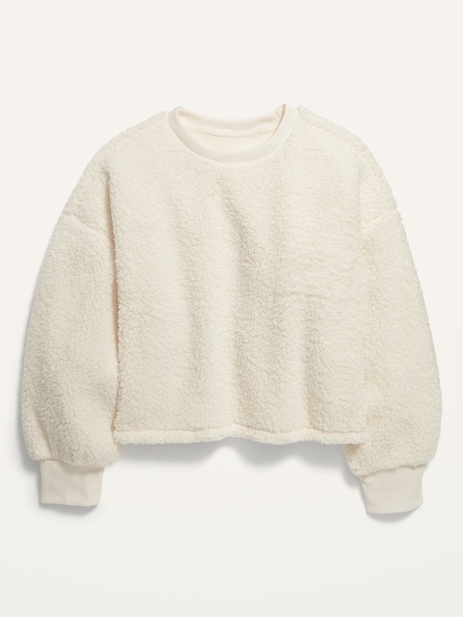 View large product image 2 of 3. Slouchy Sherpa Cropped Pullover for Girls