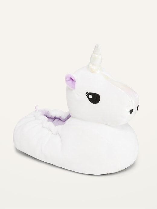 View large product image 1 of 3. Faux-Fur Unicorn-Critter Slippers for Girls