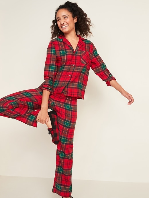 Image number 1 showing, Patterned Flannel Pajama Set
