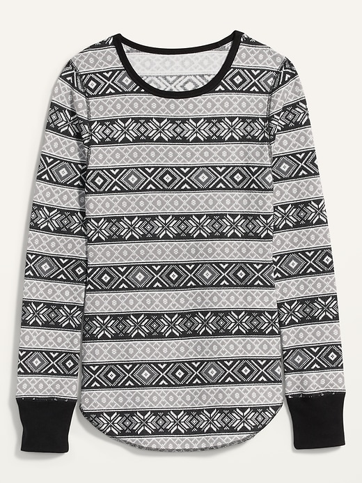 View large product image 1 of 1. Printed Thermal-Knit Long-Sleeve Tee for Women