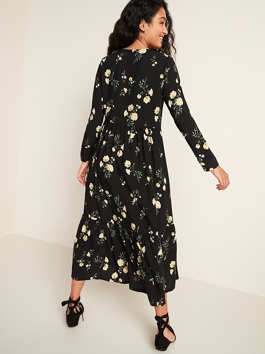 View large product image 2 of 3. Floral-Print Maxi Tiered-Hem Swing Dress for Women