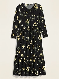 View large product image 3 of 3. Floral-Print Maxi Tiered-Hem Swing Dress for Women