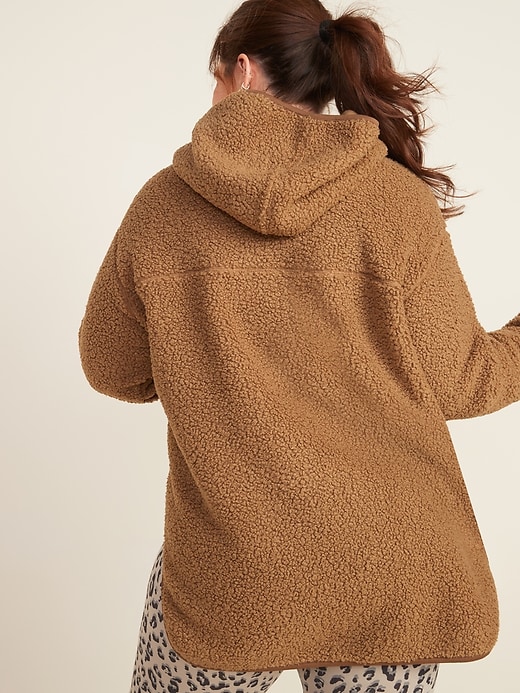 View large product image 2 of 3. Cozy Sherpa 1/2-Zip Plus-Size Tunic Hoodie