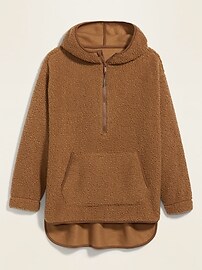 View large product image 3 of 3. Cozy Sherpa 1/2-Zip Plus-Size Tunic Hoodie
