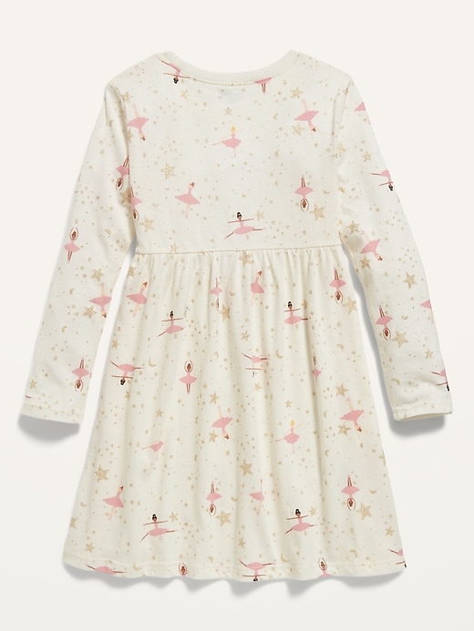 View large product image 2 of 2. Fit & Flare Long-Sleeve Jersey Dress For Toddler Girls