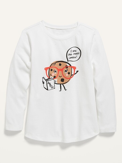 View large product image 1 of 1. Long-Sleeve Graphic Scoop-Neck T-Shirt for Toddler Girls