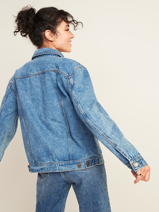 View large product image 2 of 3. Oversized Boyfriend Jean Jacket for Women