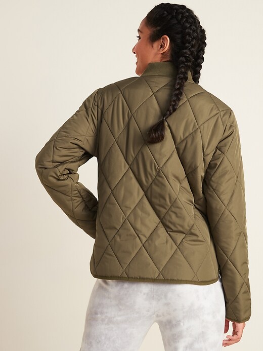 View large product image 2 of 3. Diamond-Quilted Zip Jacket for Women