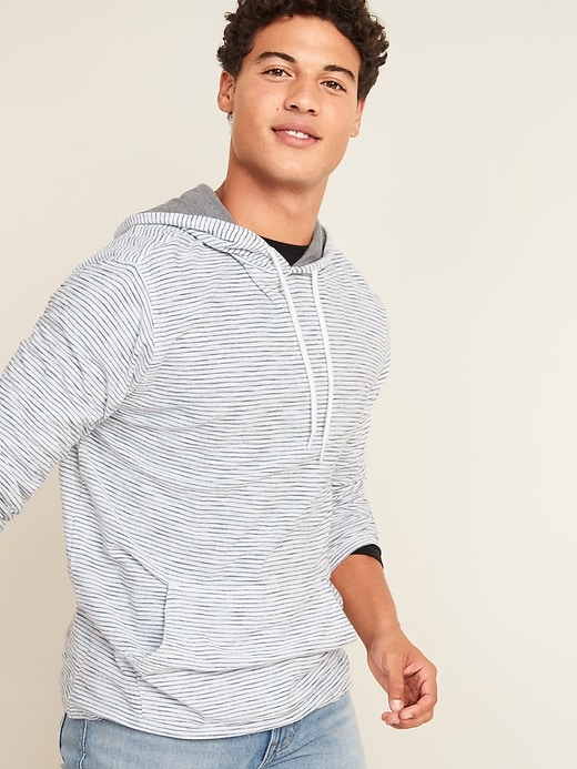View large product image 1 of 2. Soft-Washed Striped Slub-Knit Pullover Tee Hoodie
