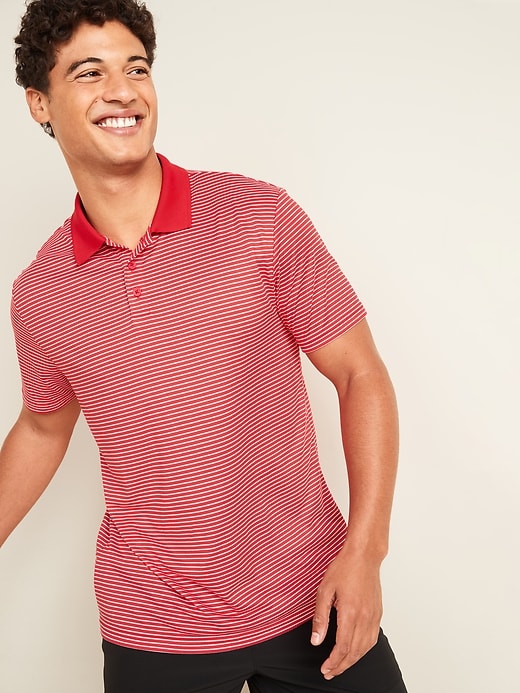 View large product image 1 of 3. Go-Dry Cool Odor-Control Striped Core Polo