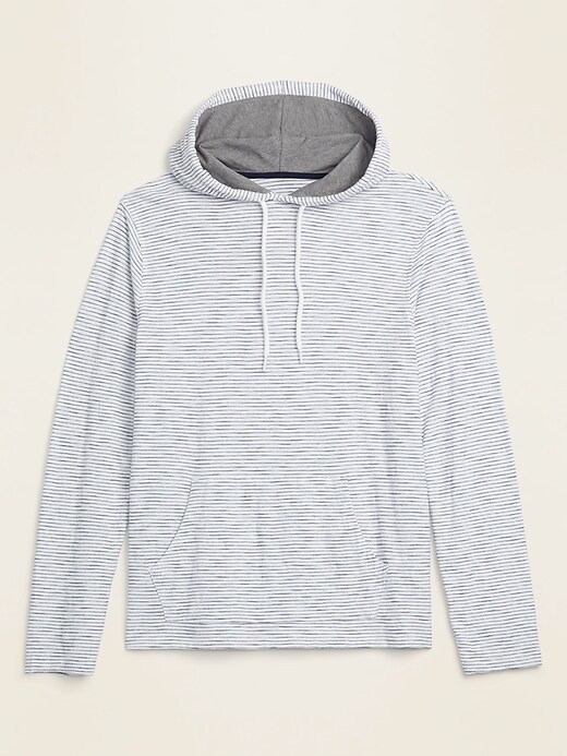 View large product image 2 of 2. Soft-Washed Striped Slub-Knit Pullover Tee Hoodie