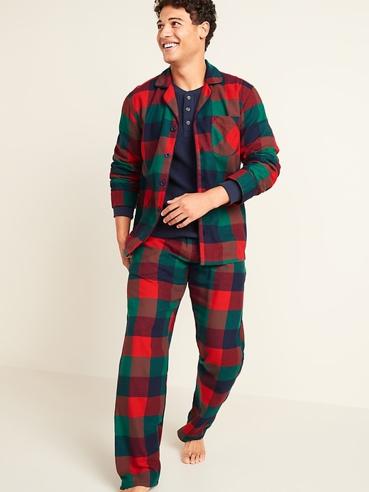 Plaid Flannel Pajama Set for Men