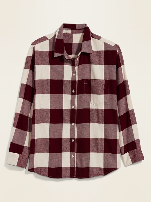 View large product image 2 of 2. Plaid Flannel No-Peek Boyfriend Plus-Size Shirt