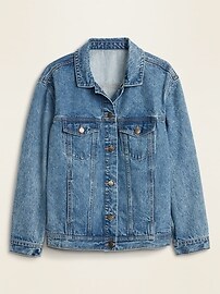 View large product image 3 of 3. Oversized Boyfriend Jean Jacket for Women